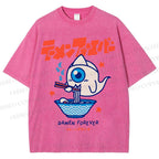 Unisex Ramen Printed Washed Tee
