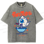 Unisex Ramen Printed Washed Tee