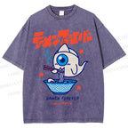 Unisex Ramen Printed Washed Tee