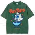 Unisex Ramen Printed Washed Tee