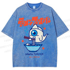 Unisex Ramen Printed Washed Tee