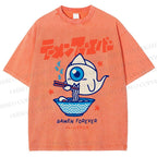 Unisex Ramen Printed Washed Tee