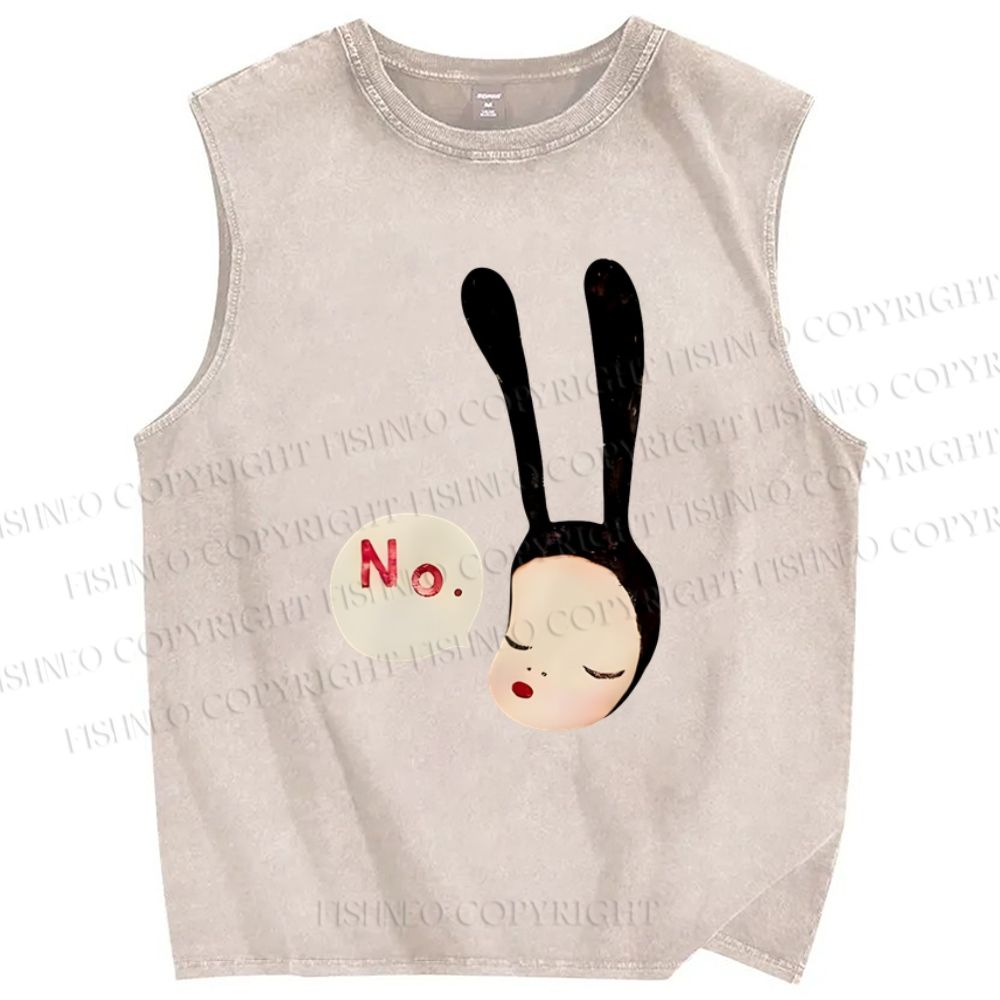 Unisex Yoshitomo Nara Printed Washed Tank Top