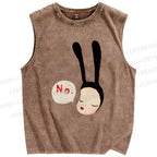 Unisex Yoshitomo Nara Printed Washed Tank Top