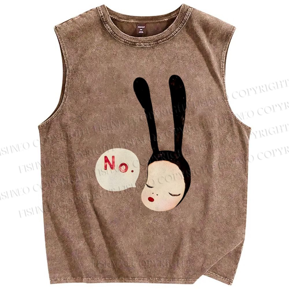 Unisex Yoshitomo Nara Printed Washed Tank Top