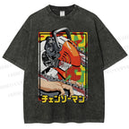 Unisex Denji Printed Washed Tee