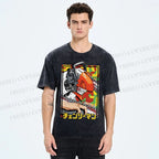 Unisex Denji Printed Washed Tee