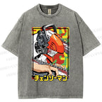 Unisex Denji Printed Washed Tee
