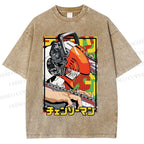 Unisex Denji Printed Washed Tee