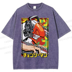 Unisex Denji Printed Washed Tee