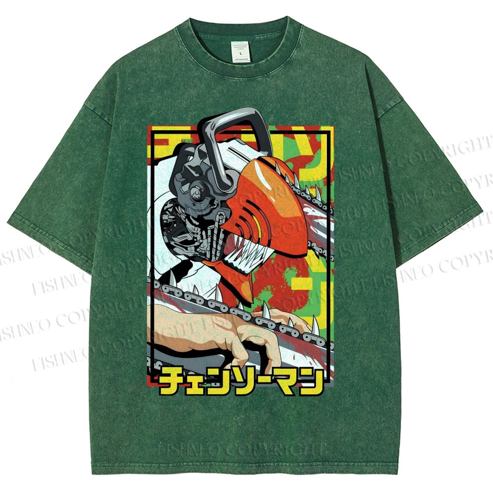 Unisex Denji Printed Washed Tee