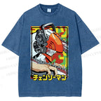 Unisex Denji Printed Washed Tee