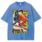 Unisex Denji Printed Washed Tee