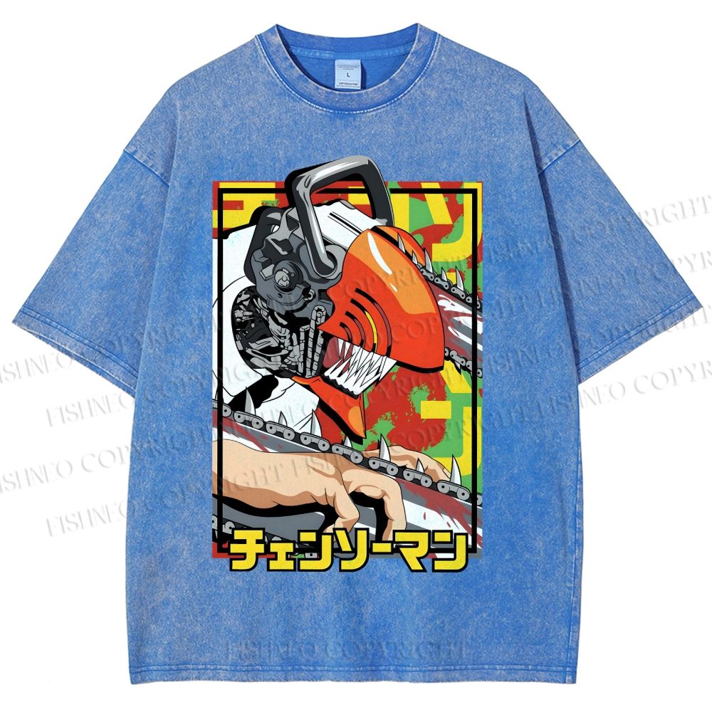 Unisex Denji Printed Washed Tee