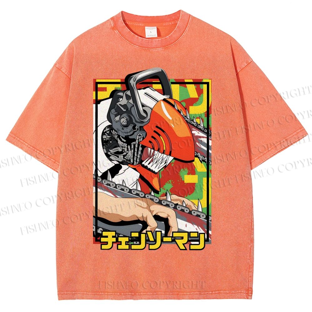 Unisex Denji Printed Washed Tee