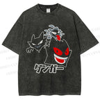 Unisex Cartoon Monsters Printed Washed Tee