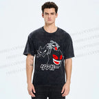 Unisex Cartoon Monsters Printed Washed Tee