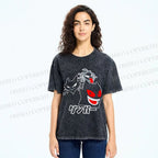 Unisex Cartoon Monsters Printed Washed Tee