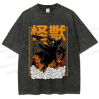 Unisex Monster Printed Washed Tee