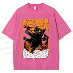 Unisex Monster Printed Washed Tee