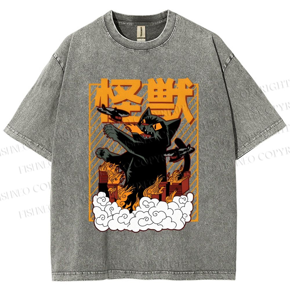Unisex Monster Printed Washed Tee