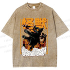 Unisex Monster Printed Washed Tee
