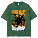 Unisex Monster Printed Washed Tee