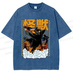 Unisex Monster Printed Washed Tee
