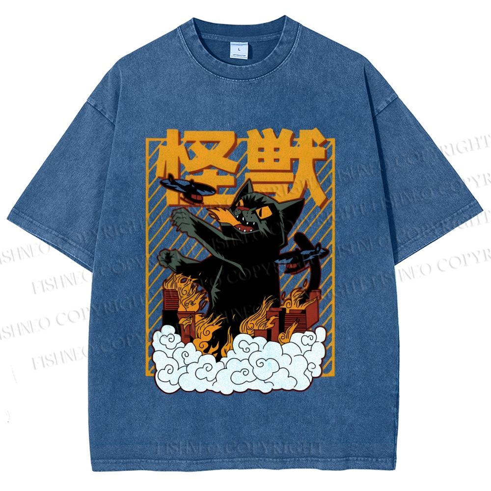 Unisex Monster Printed Washed Tee