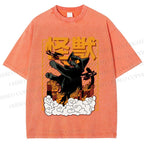 Unisex Monster Printed Washed Tee
