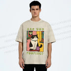 Unisex Are You Pooping Cat Printed Washed Tee