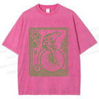 Unisex Vintage Frog Printed Washed Tee