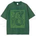 Unisex Vintage Frog Printed Washed Tee