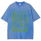 Unisex Vintage Frog Printed Washed Tee