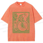 Unisex Vintage Frog Printed Washed Tee