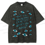 Unisex Artistic Eyes Printed Washed Tee