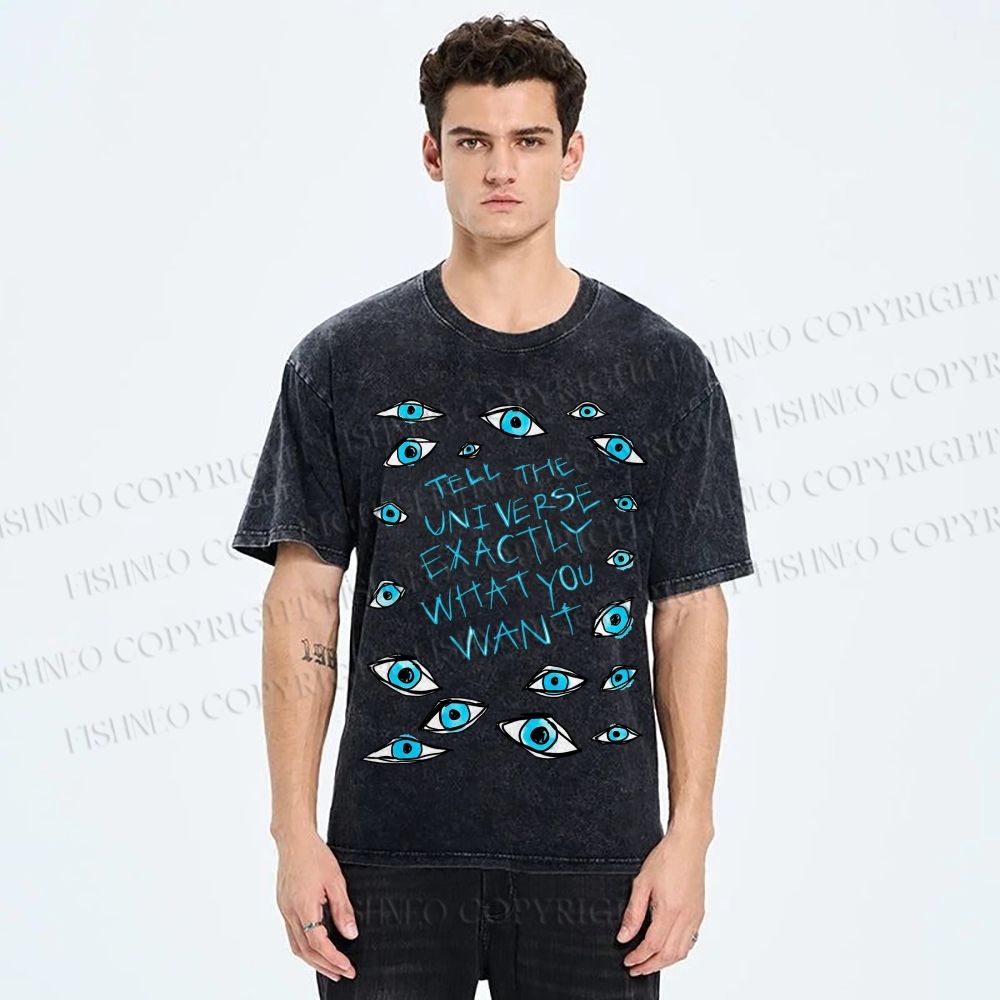 Unisex Artistic Eyes Printed Washed Tee