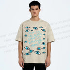 Unisex Artistic Eyes Printed Washed Tee