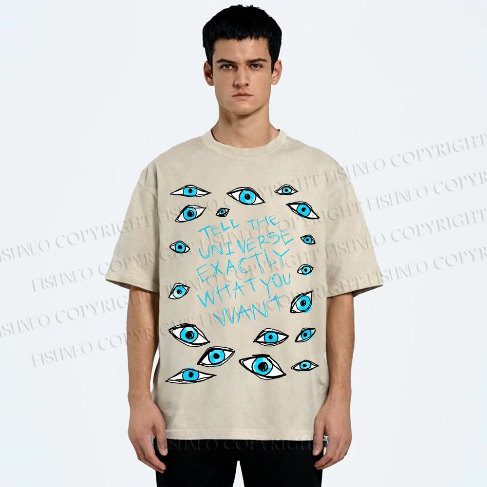 Unisex Artistic Eyes Printed Washed Tee