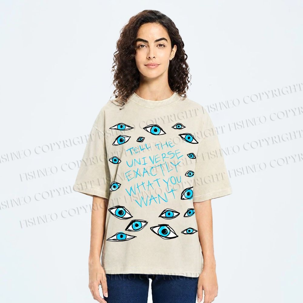 Unisex Artistic Eyes Printed Washed Tee