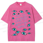 Unisex Artistic Eyes Printed Washed Tee