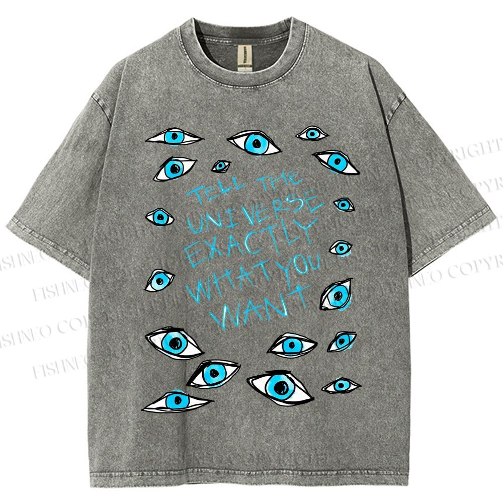 Unisex Artistic Eyes Printed Washed Tee