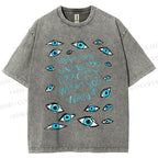 Unisex Artistic Eyes Printed Washed Tee