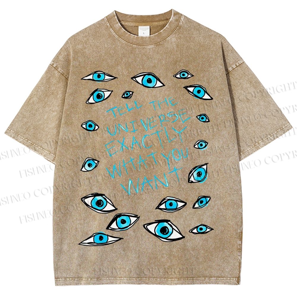 Unisex Artistic Eyes Printed Washed Tee