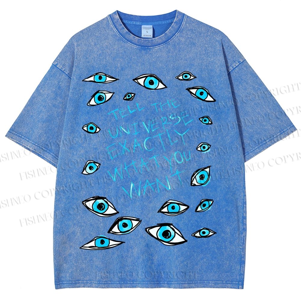 Unisex Artistic Eyes Printed Washed Tee