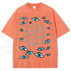 Unisex Artistic Eyes Printed Washed Tee