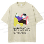 Unisex Am I Making A Difference Graffiti Printed Washed Tee