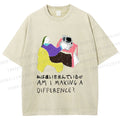 Unisex Am I Making A Difference Graffiti Printed Washed Tee