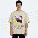 Unisex Am I Making A Difference Graffiti Printed Washed Tee