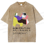 Unisex Am I Making A Difference Graffiti Printed Washed Tee